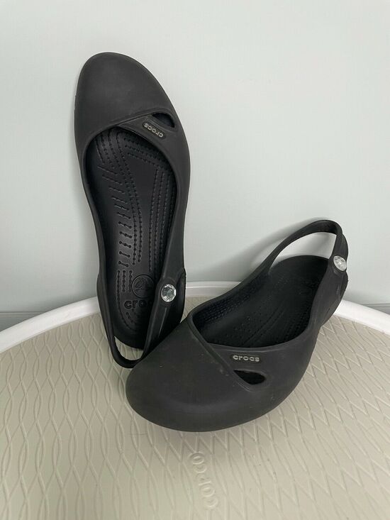 CROCS Shoes - Crocs Women’s Olivia II Slingback Ballet Flats US 7 Black Comfort Slip On Jewel